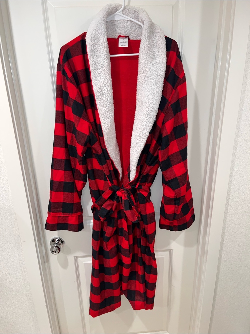 Disney Store Park Holiday Mickey Mouse Red Plaid Christmas Bath Robe Mens Large
